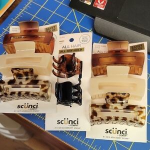 Scunci Hair Claw Clips Claws Tortoise Brown Black 3 Packs = 8 Total New